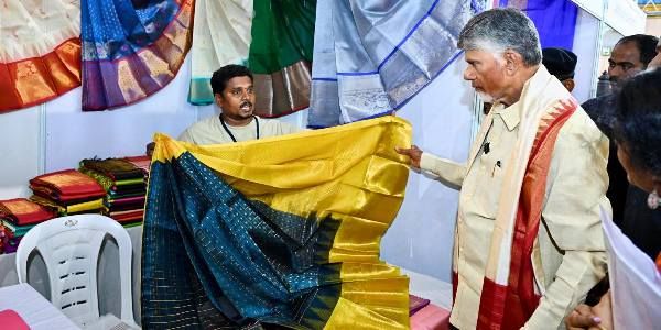 CM Chandrababu buy sarees for wife